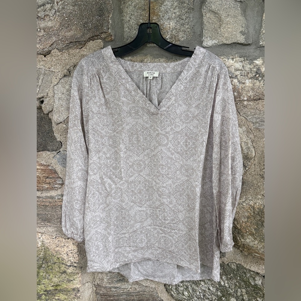 Marina Luna 100% Rayon Floral Top - EUC